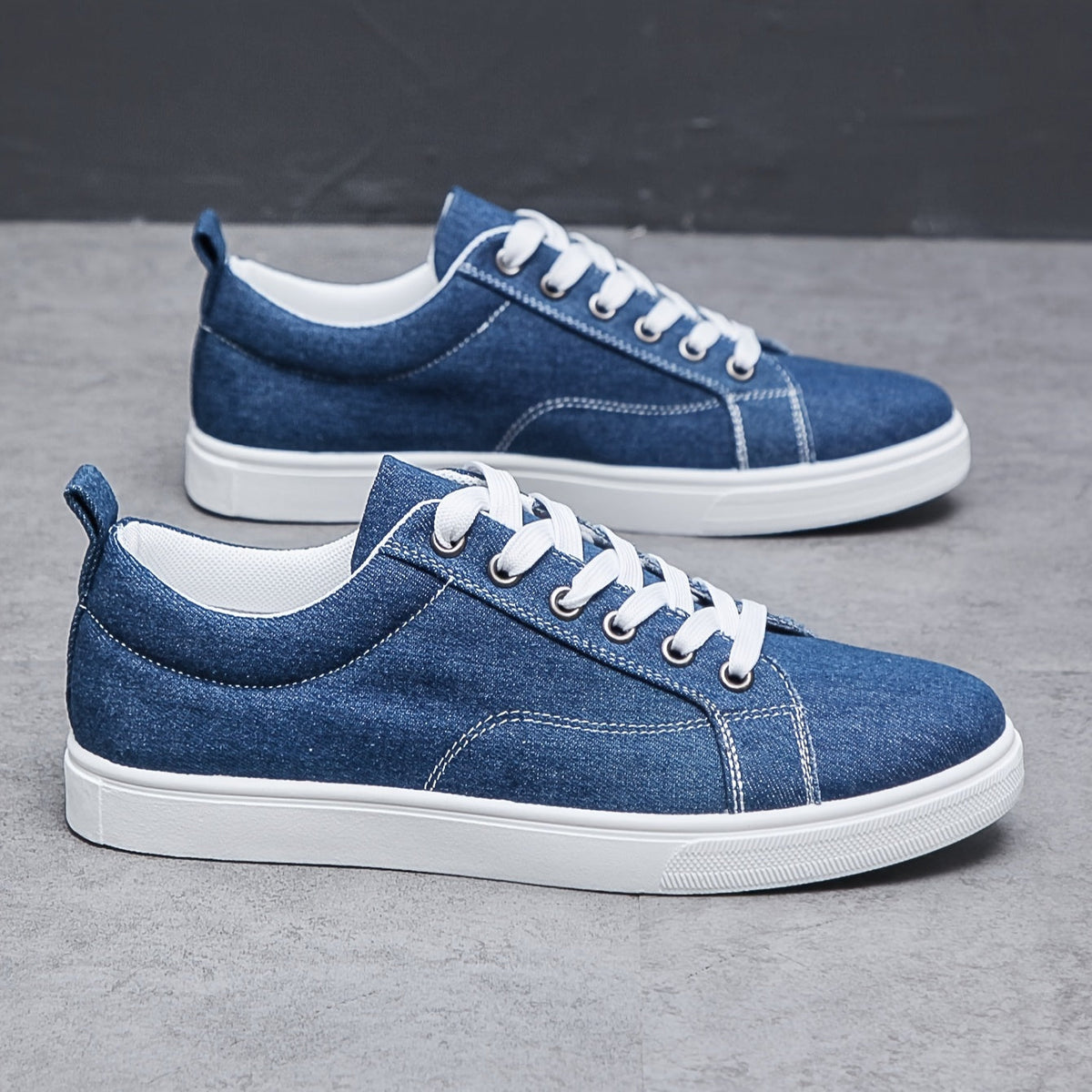 Edgar | Herren Sneaker mit Schnürung und gerippter Sohle, Denim