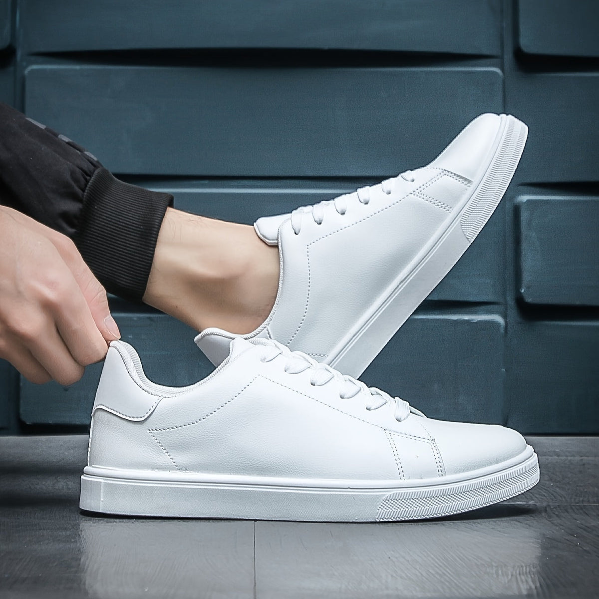 Damien | Herren Sneaker mit Schnürung und Blockabsatz, White