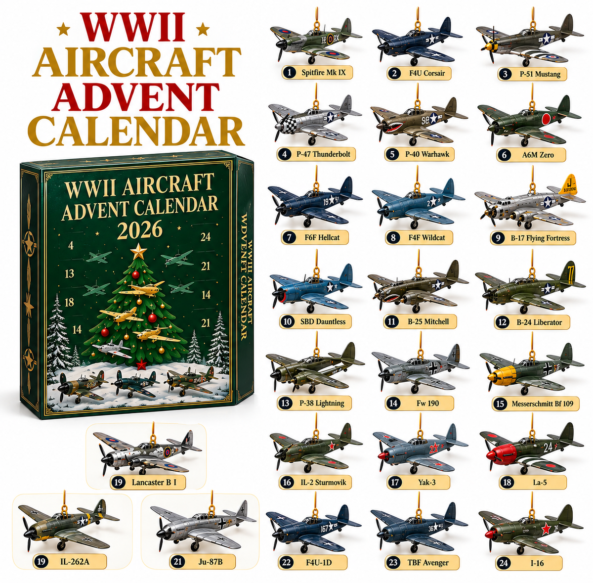 Domenica | Adventskalender Weihnachtsgeschenke Flugzeug-Ornamente