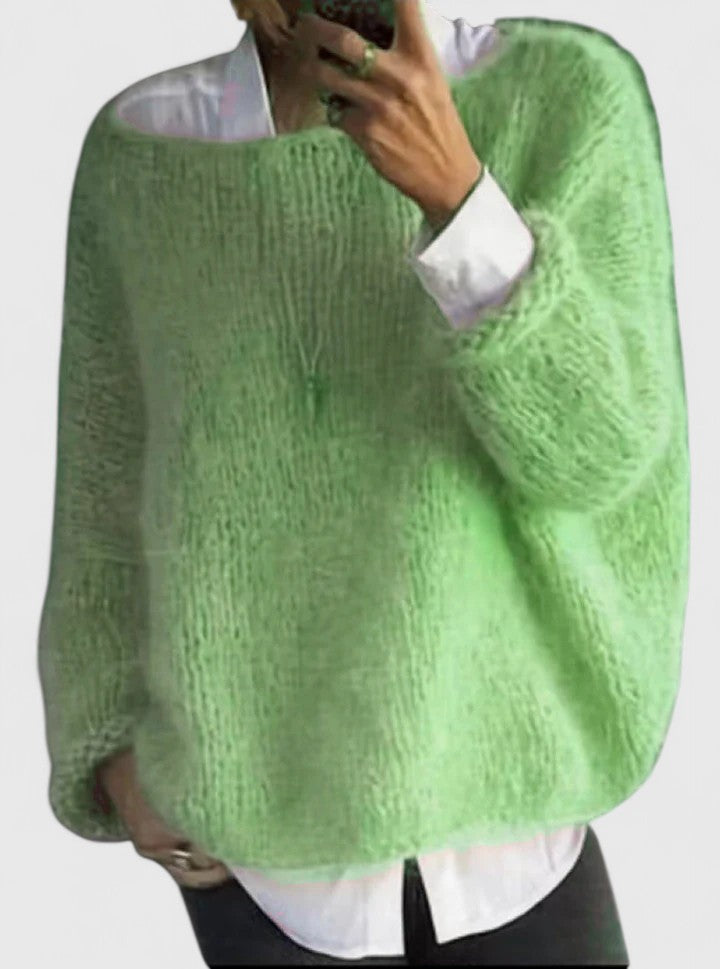 Meredith | Strick Pullover Damen Oversize Rundhals Langarm