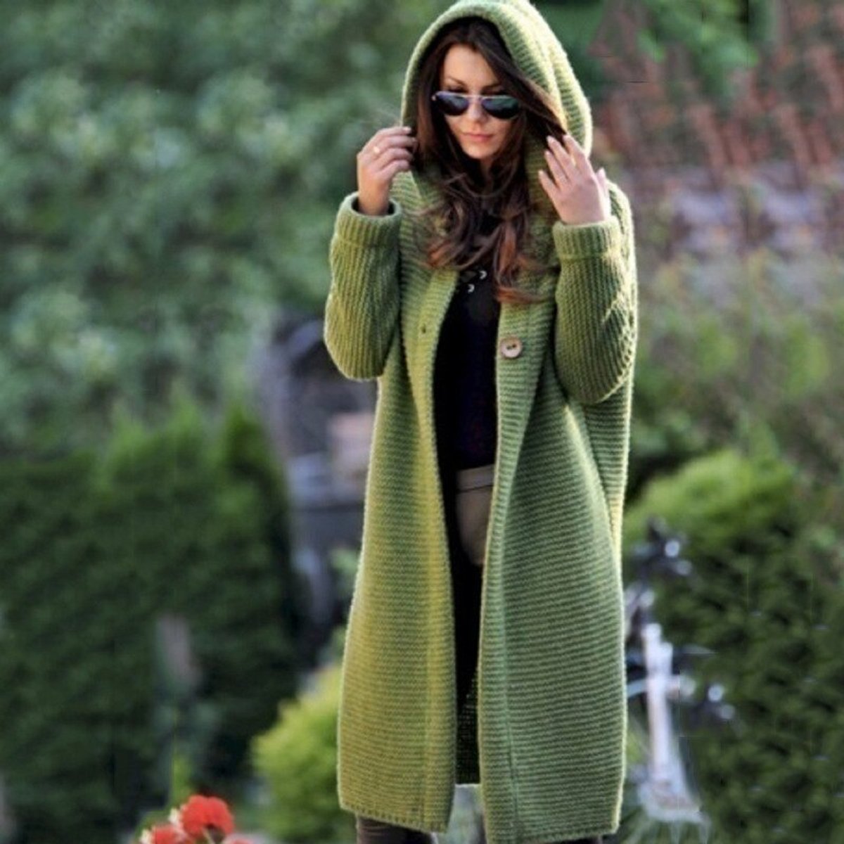 Pieternel | Strickjacke Damen lang mit Kapuze, oversize gestrickt