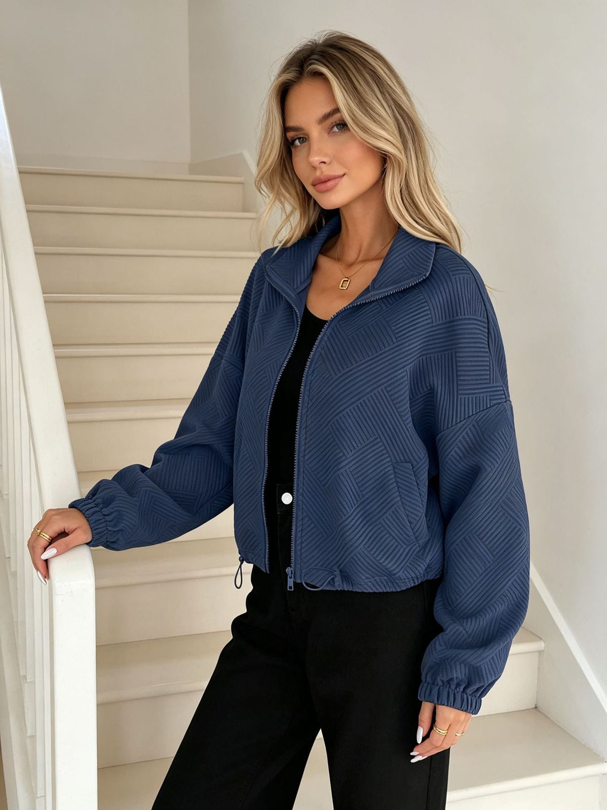 Nannerl | Strickjacke Oversize Stehkragen Reißverschluss für Damen