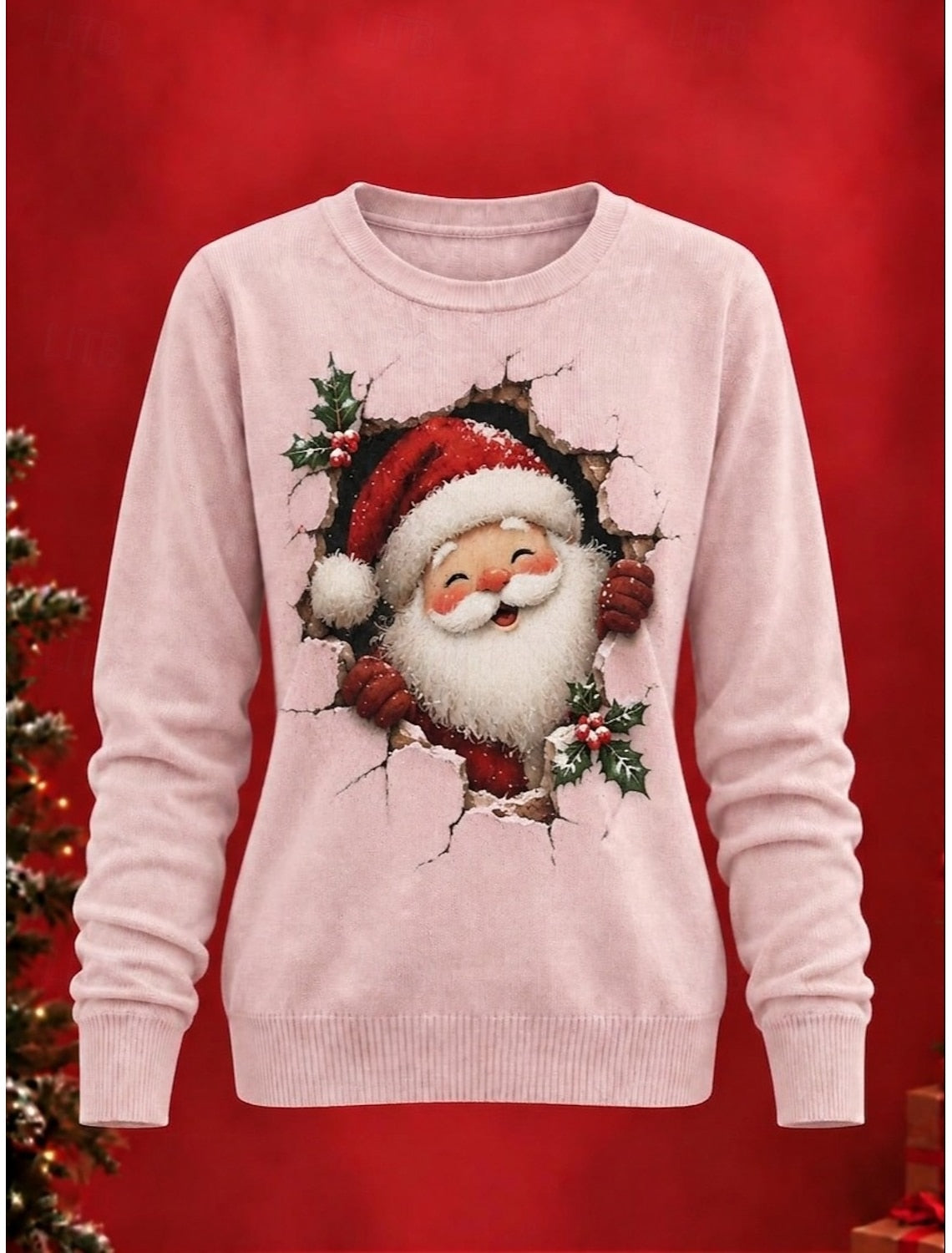 Trientje | Weihnachtspullover Damen mit Motivdruck Rundhals