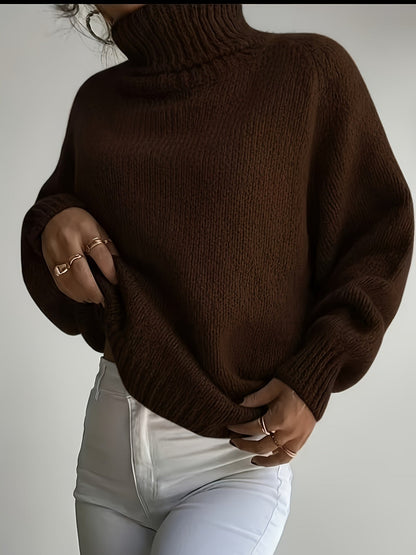 Anja | Damen Grobstrick Rollkragenpullover Oversize