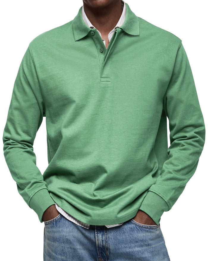 Matteo | Langarm Polo Shirt mit Knopfleiste für Herren