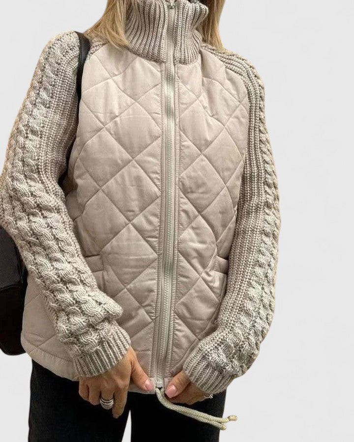 Romana | Damen Steppjacke Winter mit Strickärmeln Stehkragen