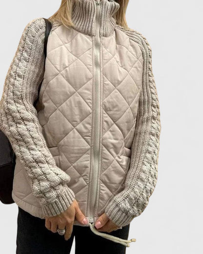 Romana | Damen Steppjacke Winter mit Strickärmeln Stehkragen