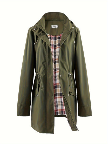 Eefje | Damen Winterjacke mit Kapuze und Kordelzug, Taillengürtel