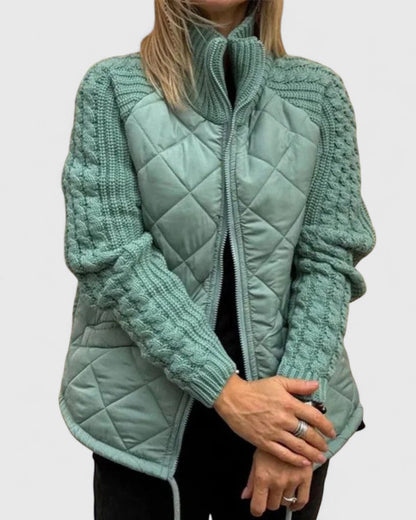 Romana | Damen Steppjacke Winter mit Strickärmeln Stehkragen
