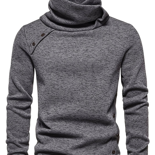 Emmanuel | Herren Strickpullover mit Knopfleiste Stehkragen