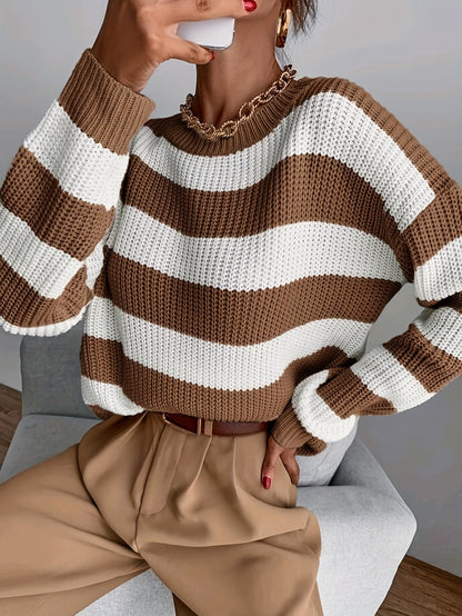 Madeleine | Gestreifter Oversized Strickpullover für Damen
