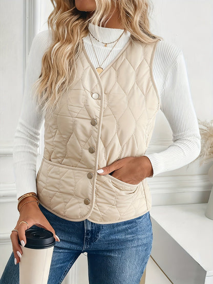 Corinne | Damen Winterjacke Gesteppt Kunstfellfutter Knopfleiste