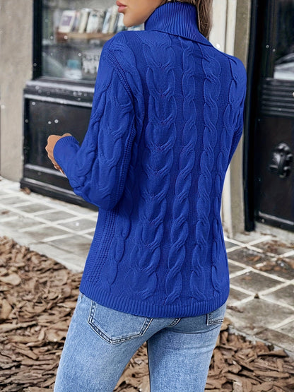 Anke | Damen Zopfmuster Rollkragenpullover mit Rippbündchen