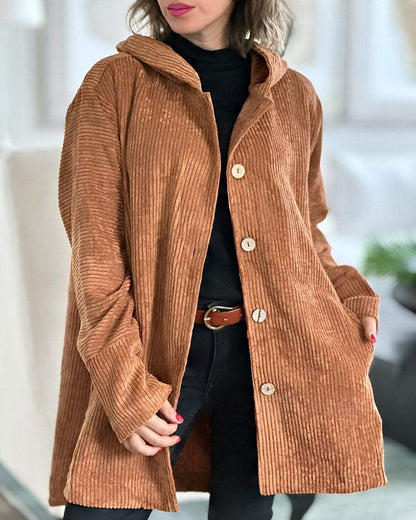 Nannika | Offene Lange Strickjacke mit Taschen für Damen