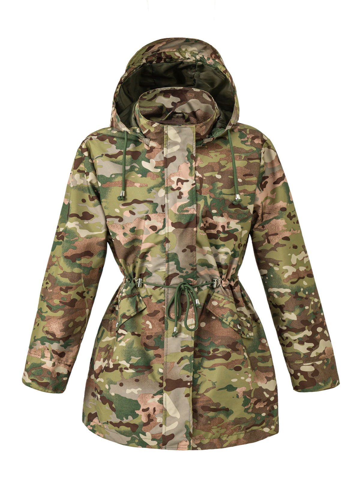 Eefje | Damen Winterjacke mit Kapuze und Kordelzug, Taillengürtel