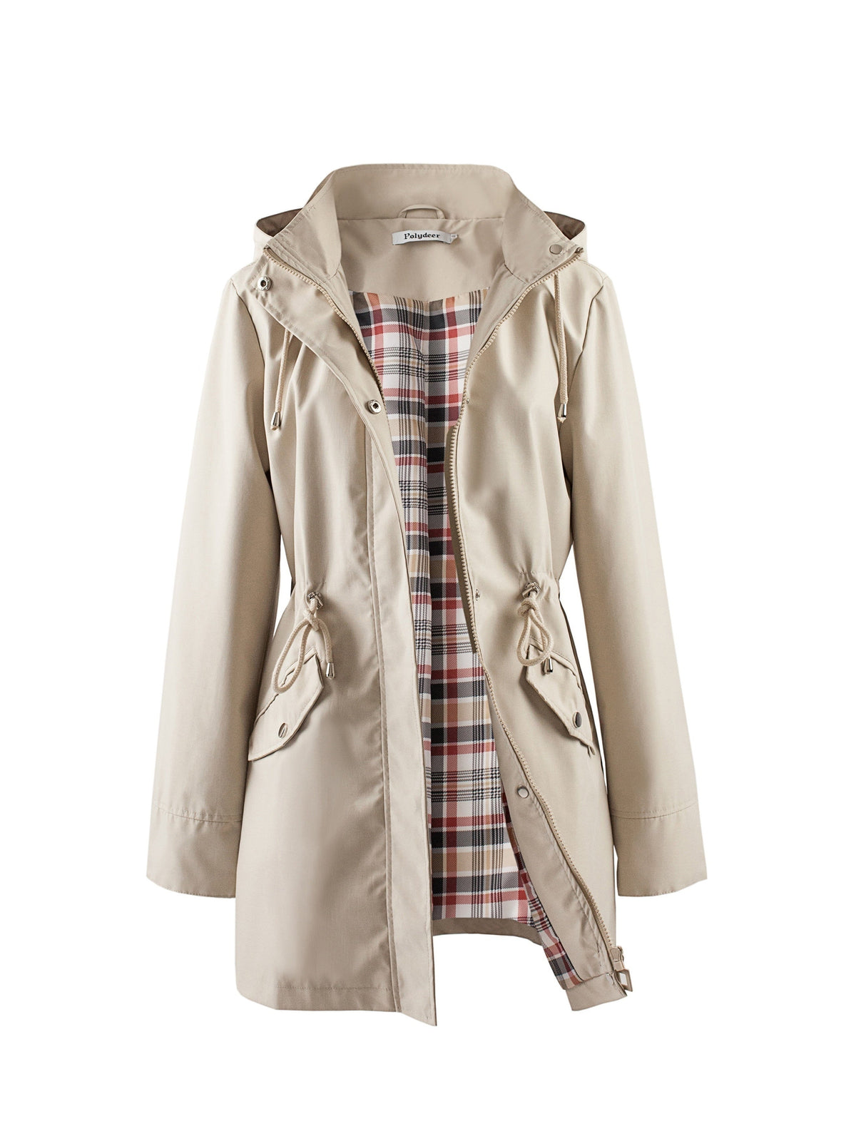 Eefje | Damen Winterjacke mit Kapuze und Kordelzug, Taillengürtel
