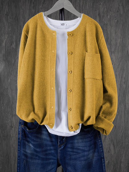 Erika | Damen Cardigan mit Knopfleiste und Pattentaschen