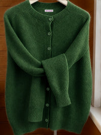 Elvira | Damen Strickjacke Cardigan Rundhalsausschnitt