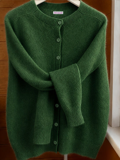 Elvira | Damen Strickjacke Cardigan Rundhalsausschnitt