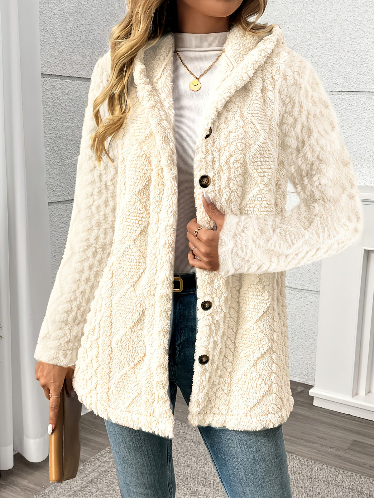 Edwina | Winterjacke für Damen, oversized mit Zopfmuster