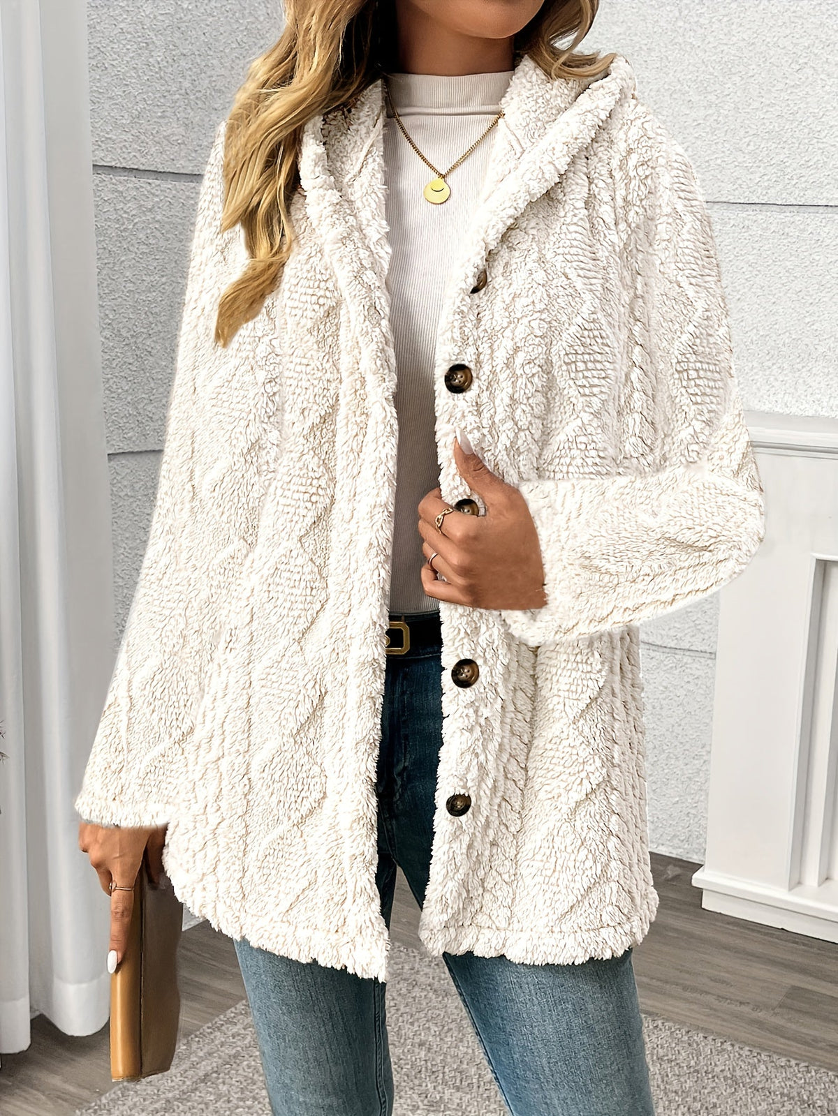 Edwina | Winterjacke für Damen, oversized mit Zopfmuster