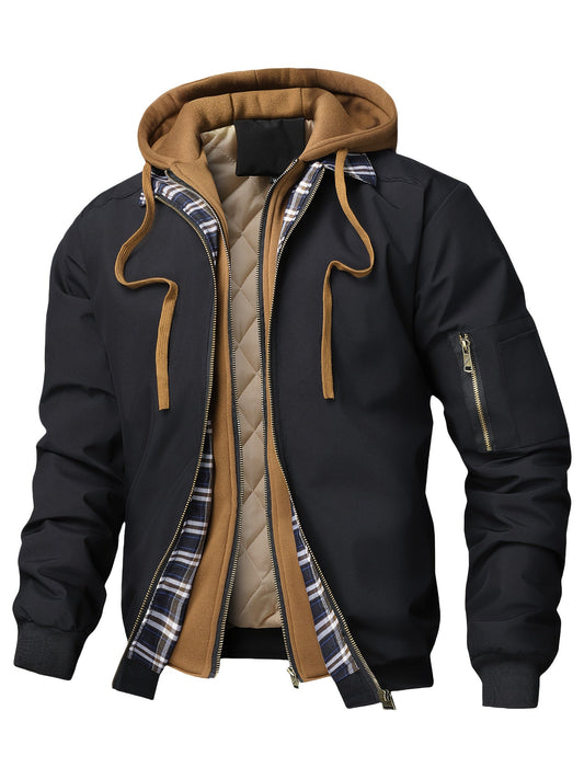 Bennett | Herren Steppjacke mit Kapuze und Kontrastfutter