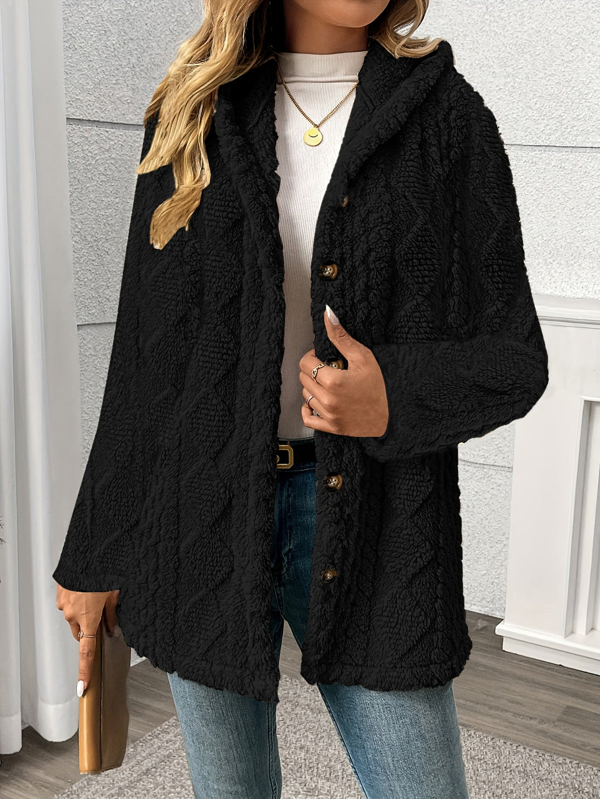 Edwina | Winterjacke für Damen, oversized mit Zopfmuster
