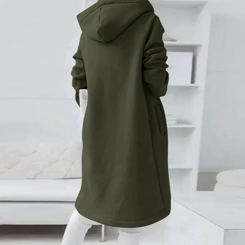 Fleur | Langer Kapuzenpullover mit Reißverschluss und Taschen