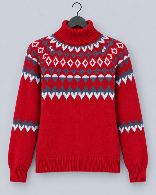 Claire | Weihnachtspullover Norwegermuster Rollkragen für Damen