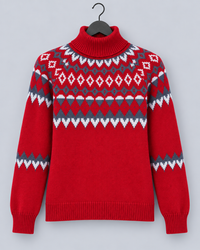 Claire | Weihnachtspullover Norwegermuster Rollkragen für Damen
