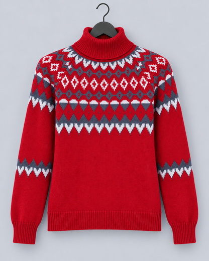 Claire | Weihnachtspullover Norwegermuster Rollkragen für Damen