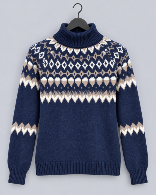 Claire | Weihnachtspullover Norwegermuster Rollkragen für Damen