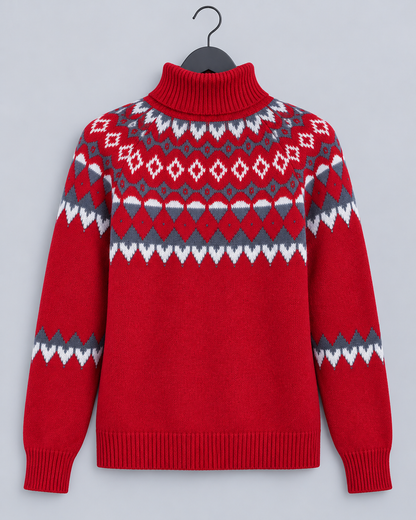 Claire | Weihnachtspullover Norwegermuster Rollkragen für Damen