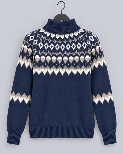 Claire | Weihnachtspullover Norwegermuster Rollkragen für Damen