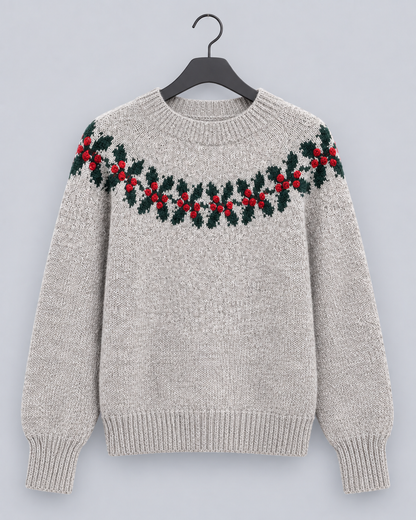 Frieda | Weihnachtspullover Damen mit Rentiermuster Rundhals