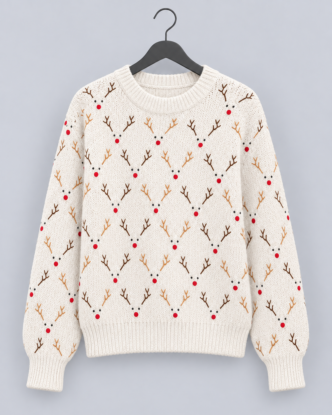 Frieda | Weihnachtspullover Damen mit Rentiermuster Rundhals