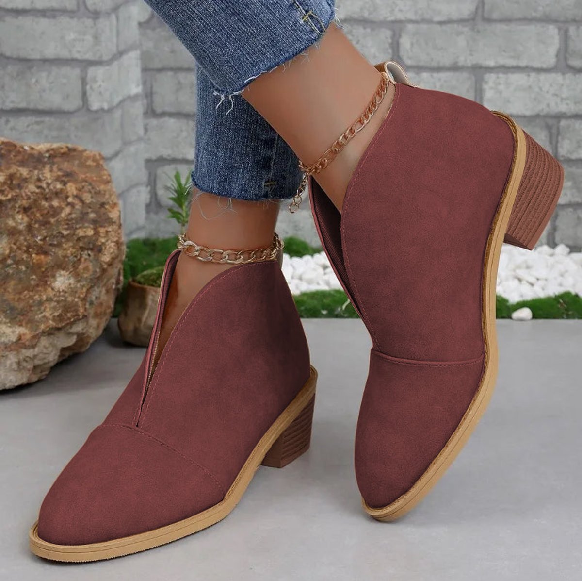 Noelle | Stiefelette Damen elegant mit Blockabsatz Spitzzehe