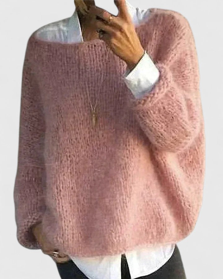 Meredith | Strick Pullover Damen Oversize Rundhals Langarm