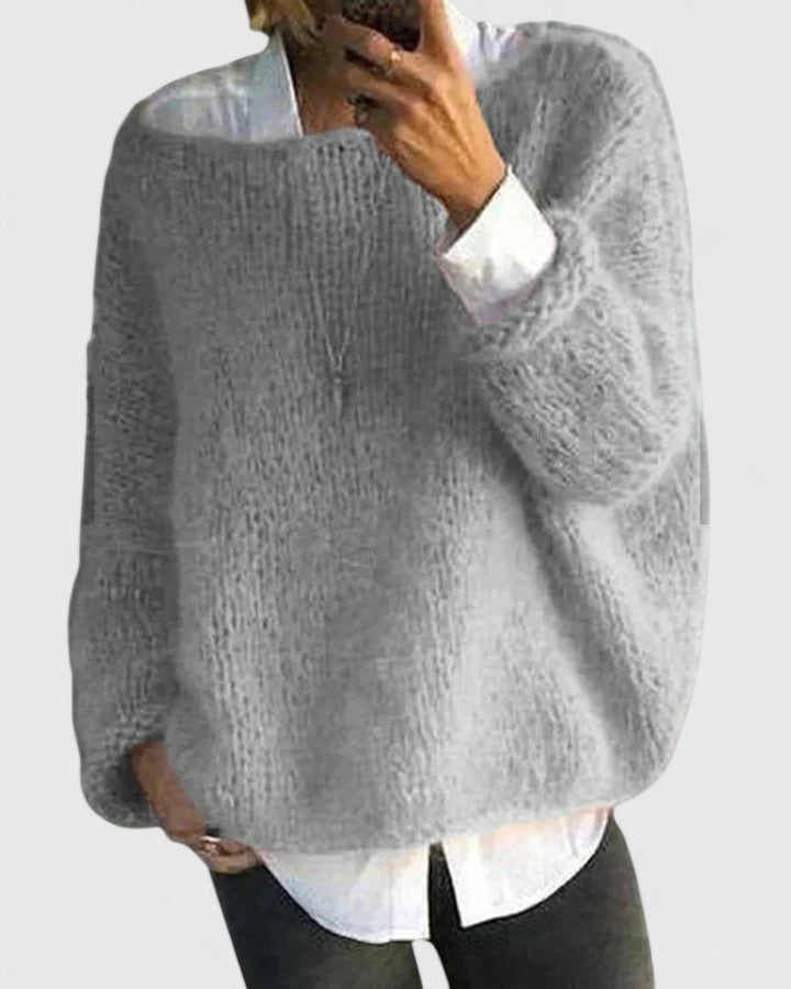 Meredith | Strick Pullover Damen Oversize Rundhals Langarm