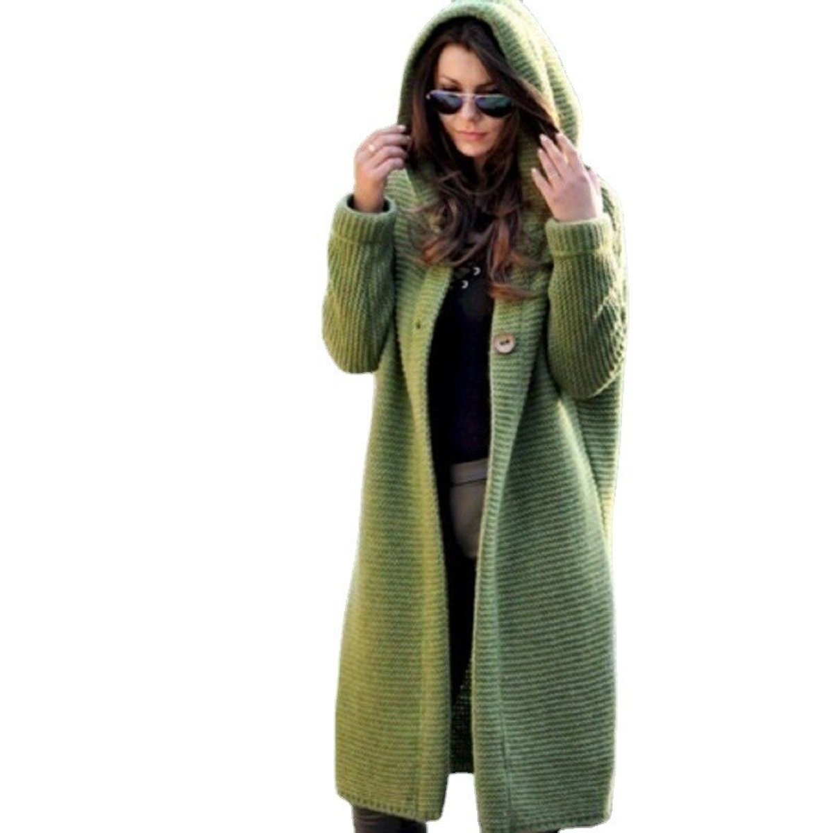 Pieternel | Strickjacke Damen lang mit Kapuze, oversize gestrickt