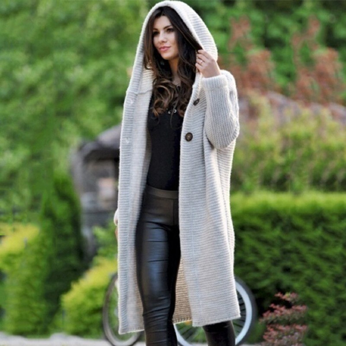 Pieternel | Strickjacke Damen lang mit Kapuze, oversize gestrickt