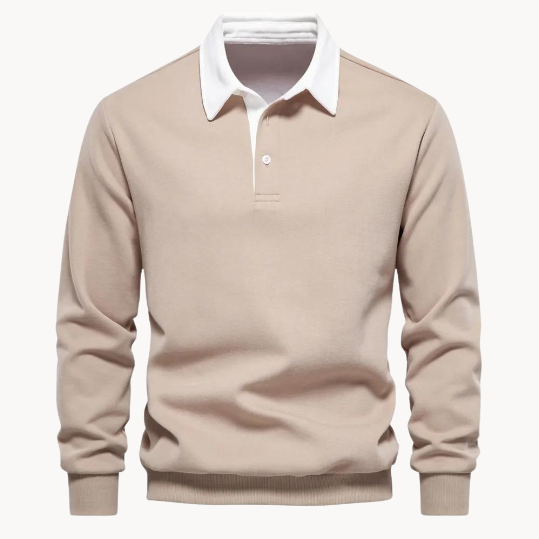 Simon | Herren Polokragen Sweatshirt mit Knopfleiste