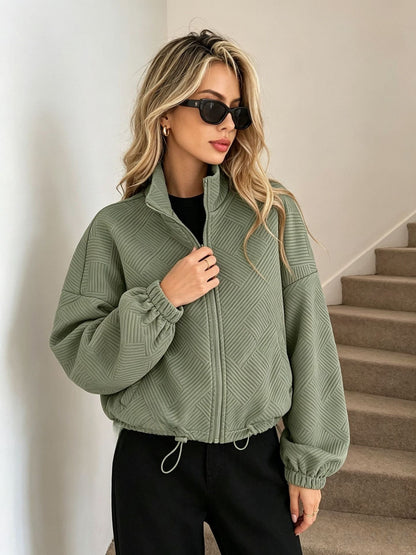 Nannerl | Strickjacke Oversize Stehkragen Reißverschluss für Damen