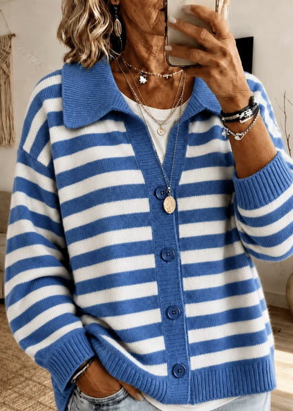 Lissy | Gestreifte Strickjacke mit Reverskragen für Damen