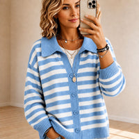 Lissy | Gestreifte Strickjacke mit Reverskragen für Damen