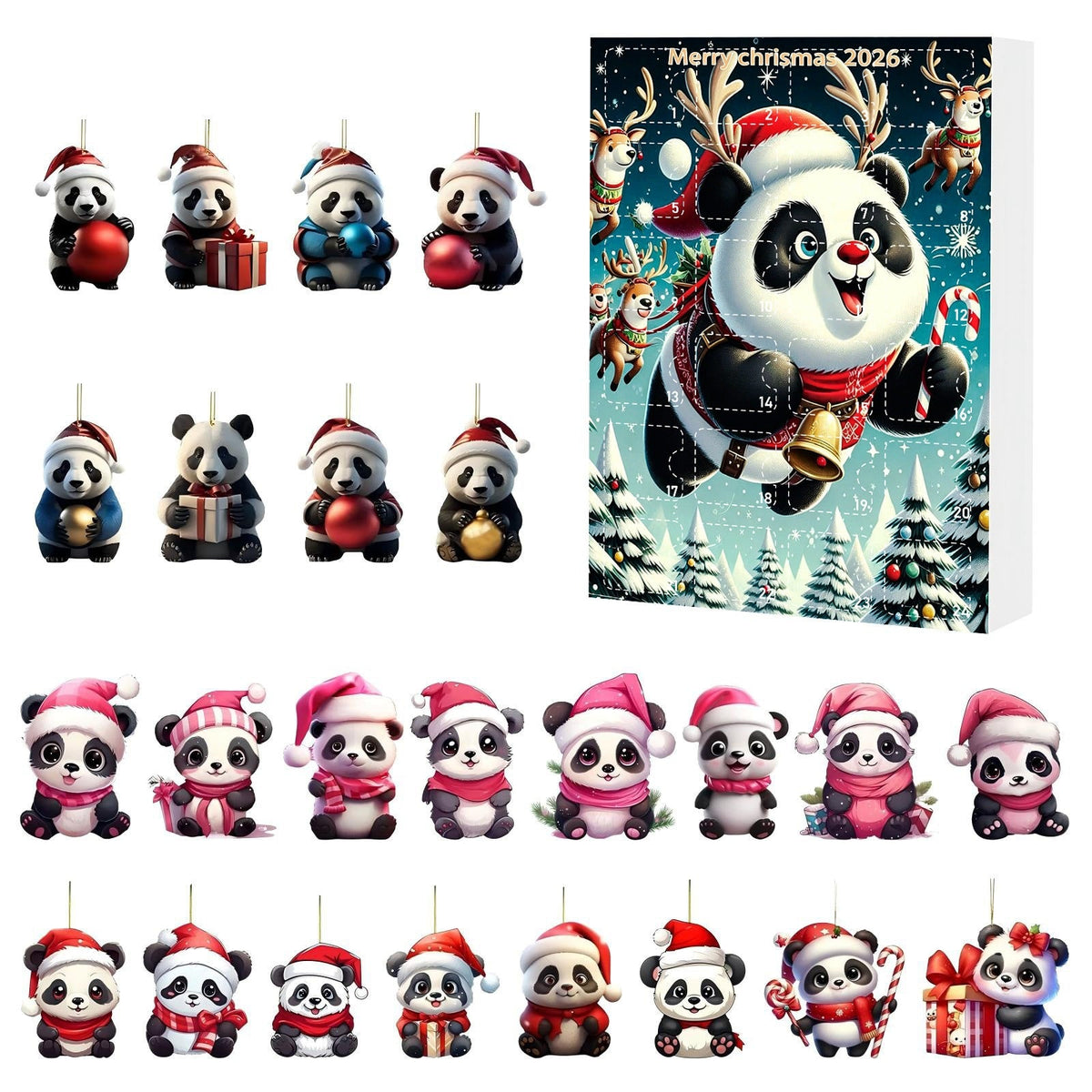 Wenche | Adventskalender Weihnachtsgeschenke Panda Anhänger Set