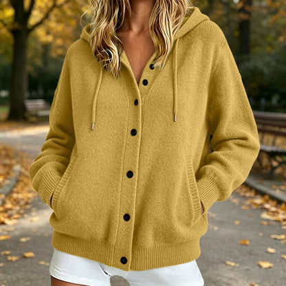 Cynthia | Strickjacke mit Kapuze und Knopfleiste für Damen