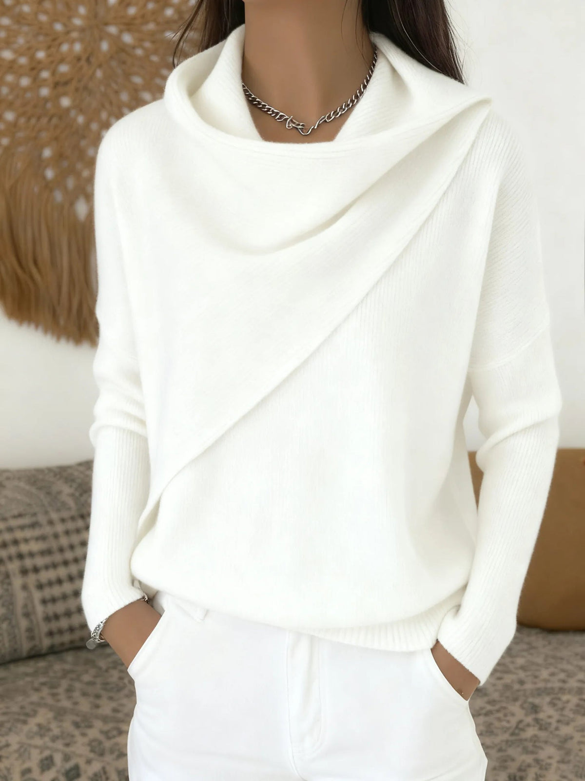 Waldtraut | Asymmetrischer Wickel-Pullover mit Schalkragen für Damen