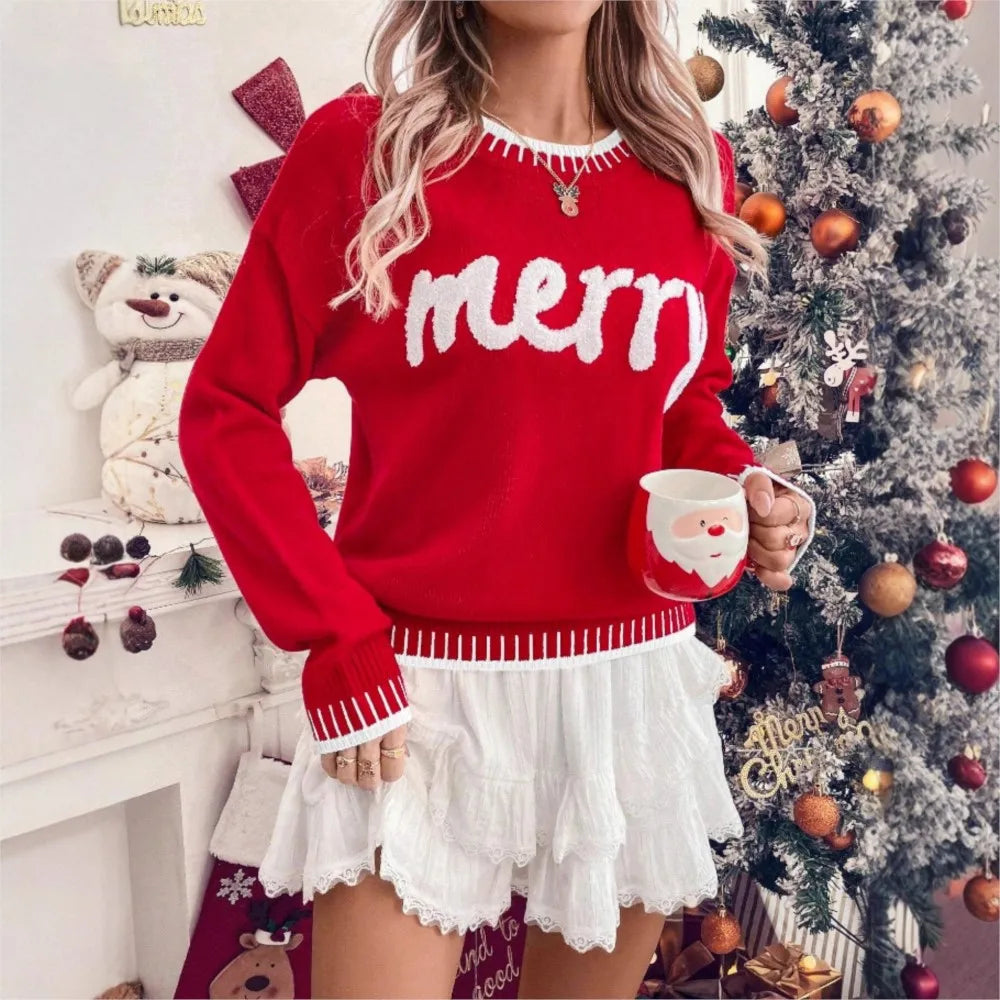 Rita | Weihnachtspullover mit Stickprint