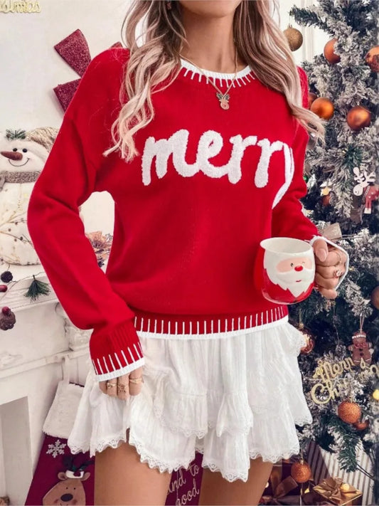 Rita | Weihnachtspullover mit Stickprint